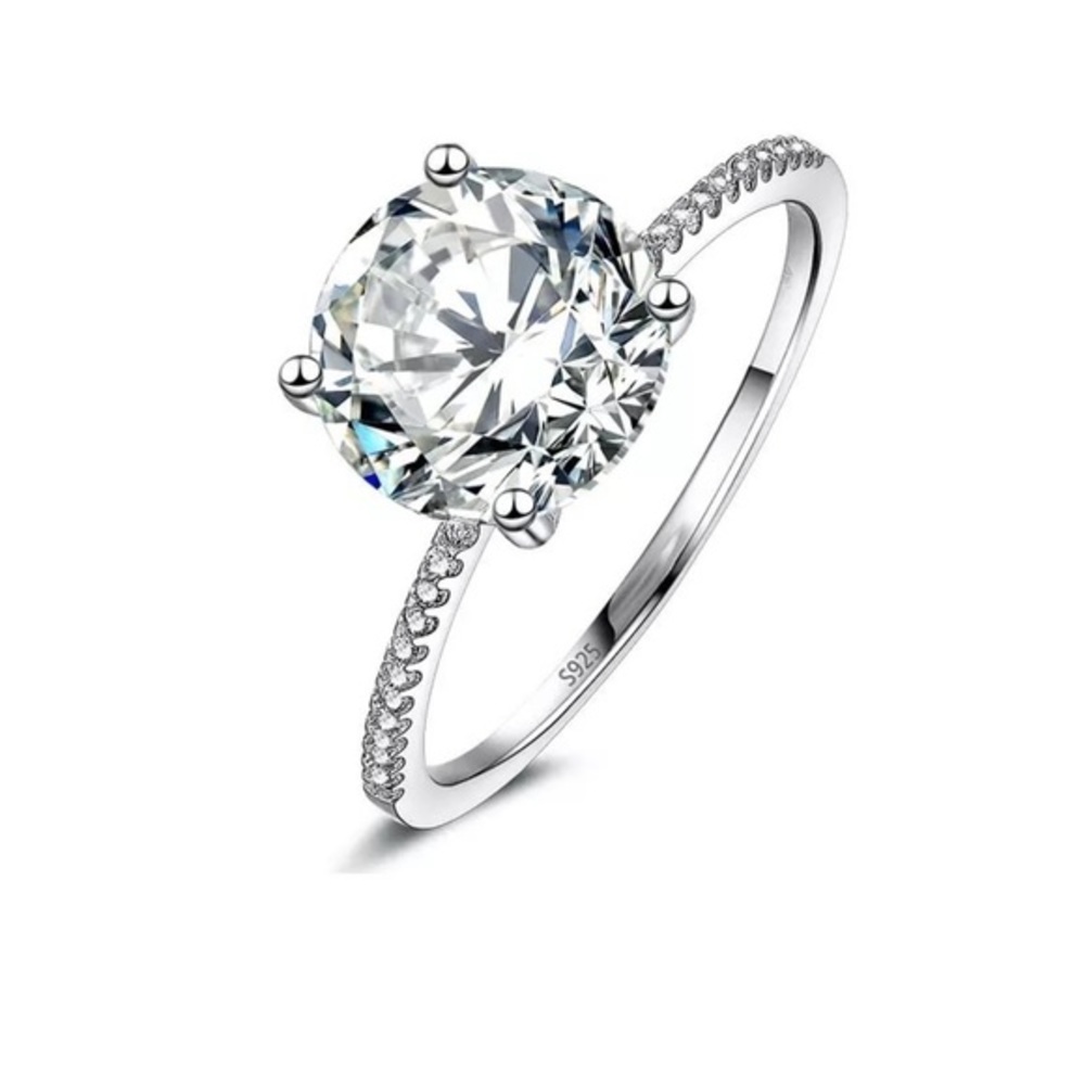 925 Sterling Silver 3 Carat Engagement Wedding Ring